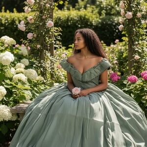 Elegant Green Off-Shoulder Dress